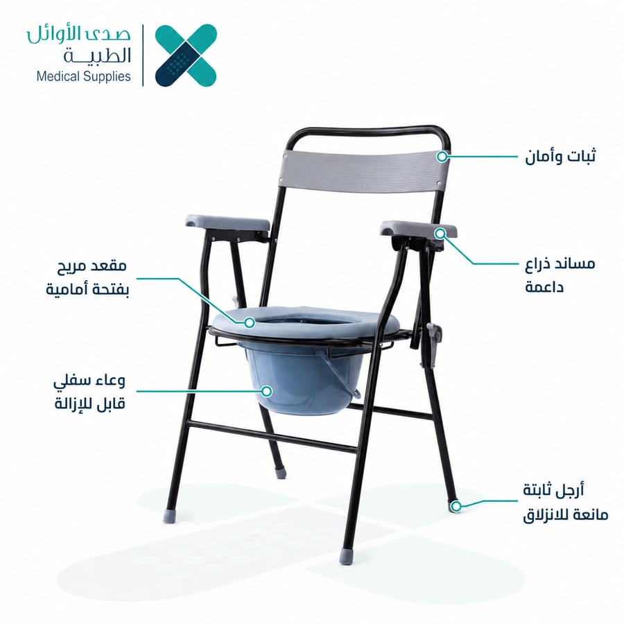 كرسي حمام لكبار السن ثابت قابل للطي ضد الانزلاق + مفارش سوبر كير هدية