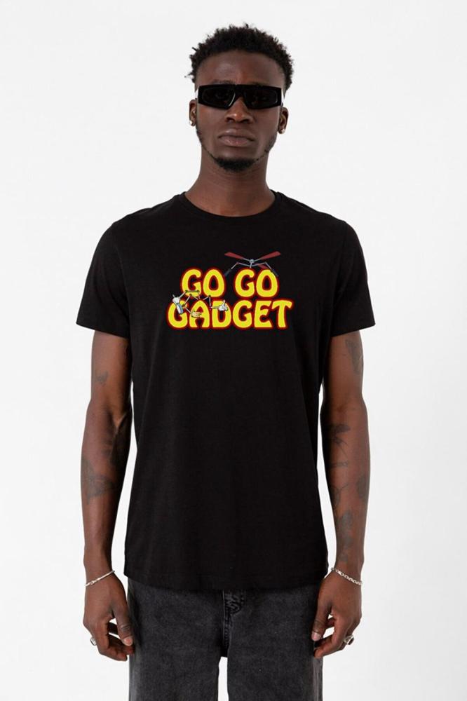 Tshirthane تي شيرت Inspector Gadget Go Go Gadget للرجال باللون الأسود