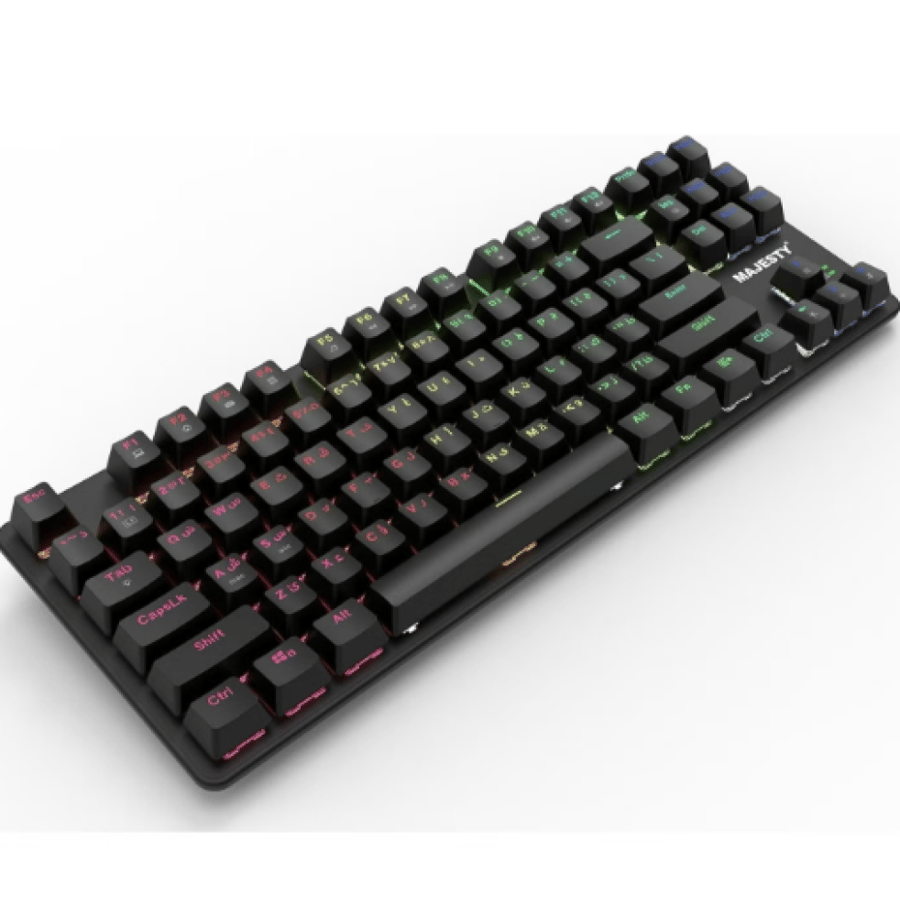 كيبورد ألعاب ميكانيكي 87 مفتاح من ماجيستي ، RGB ، سويتش أوتيمو أحمر ، أحرف مضيئة عربي إنجليزي ، هوت سواب ، كيبل Type-C