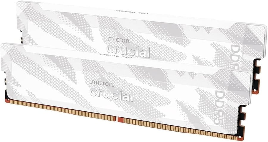 Crucial Pro DDR5 RAM 32GB Kit 2x16GB 6400MHz CL32 OC XMP, Expo. WHITE