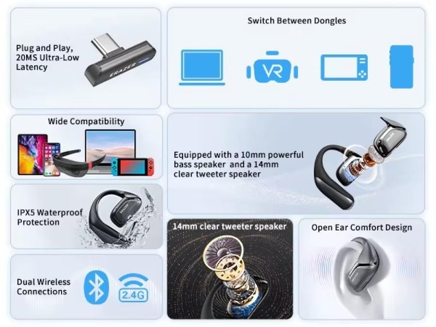 سماعة ألعاب ERAZER XF29 لاسلكية منخفضة التأخير