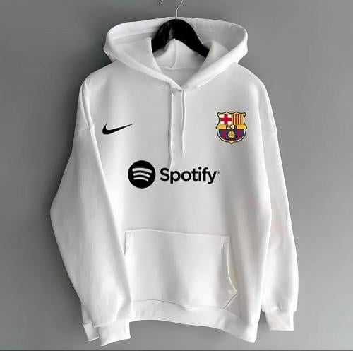 هودي برشلونة ابيض شتوي بجودة ممتازة