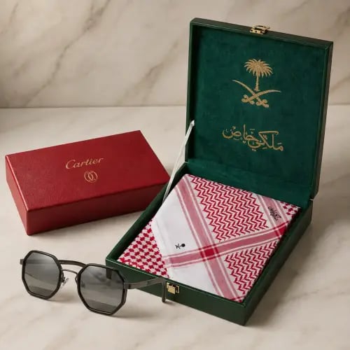 بكج هدية رجالية شماغ ملكي + نظارة كارتير شمسية