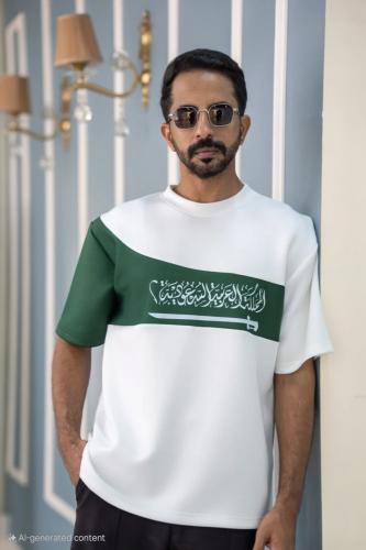 تيشيرت اليوم الوطني السعودي بشعار المملكة