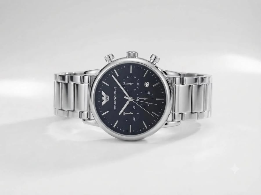 ساعة Armani Exchange رجالية كرونوجراف أسود وبيج معدنية