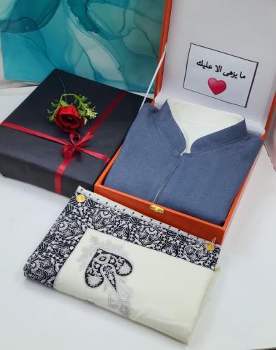 طقم هدية رجالي سديري وشال كشميري