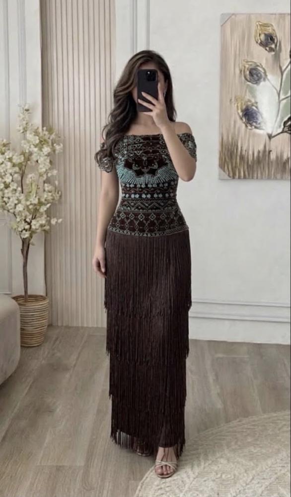 فستان سهرة هدب خرز