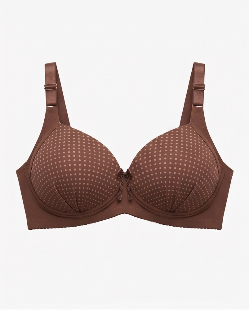 Women's polka dot bra with luxurious design – Brown color