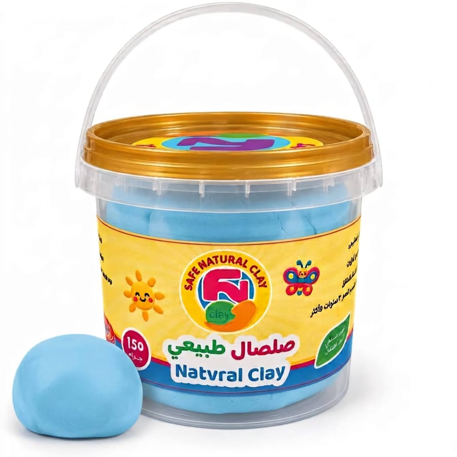 علبة صلصال طبيعي لون ازرق