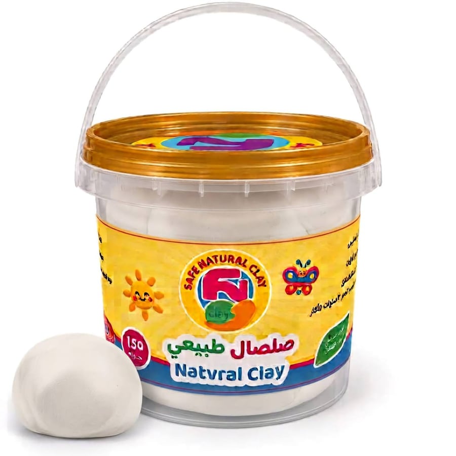 علبة صلصال طبيعي لون ابيض