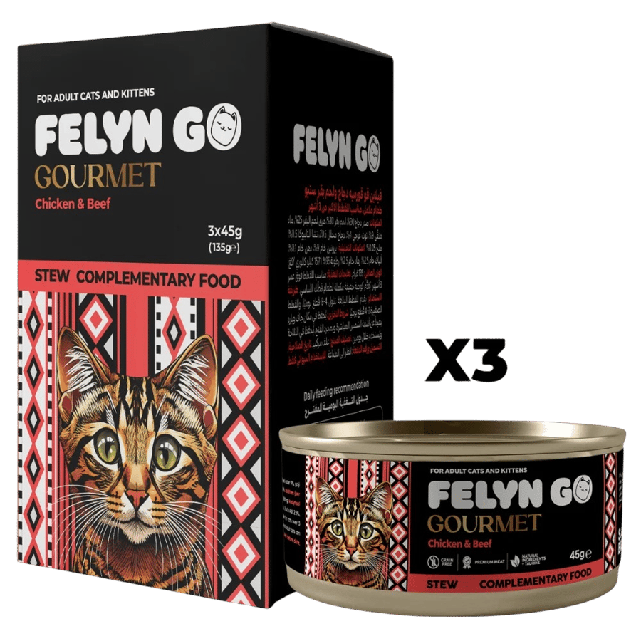 FELYN GO Gourmet – دجاج ولحم بقري للقطط