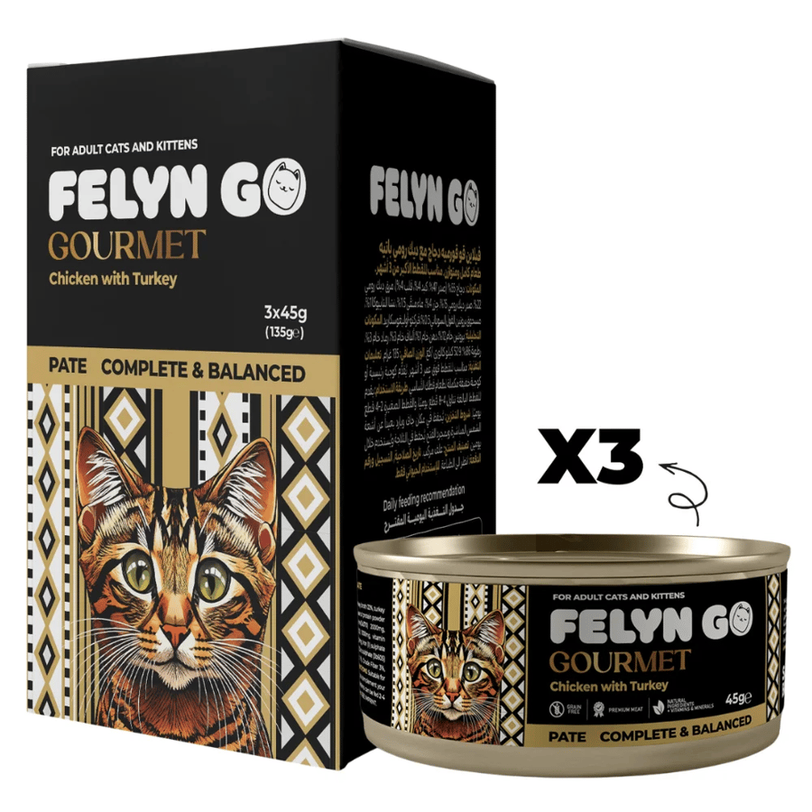 FELYN GO Gourmet – دجاج مع لحم الديك الرومي للقطط