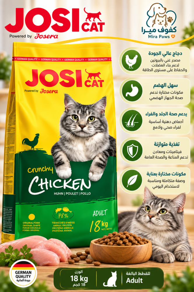 Gussy Cat food with crunchy poultry flavor for adult cats (18Kg)