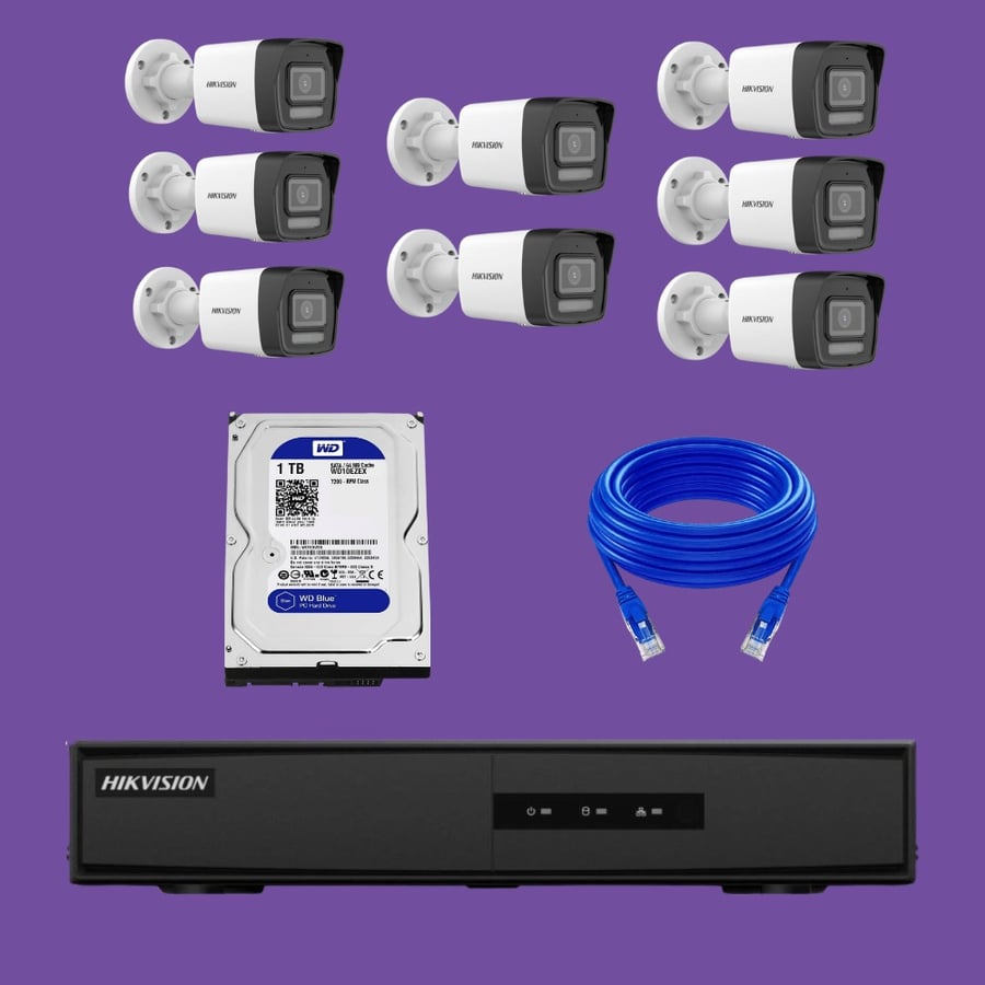 Hikvision package - 8 cameras with 6-megapixel IP resolution (install & apply)