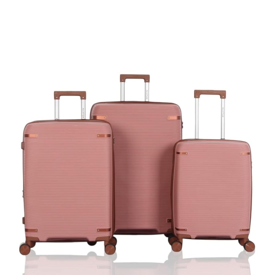 Travel bag set 3 pieces against breaking and 360-degree covers and modern design - color rose