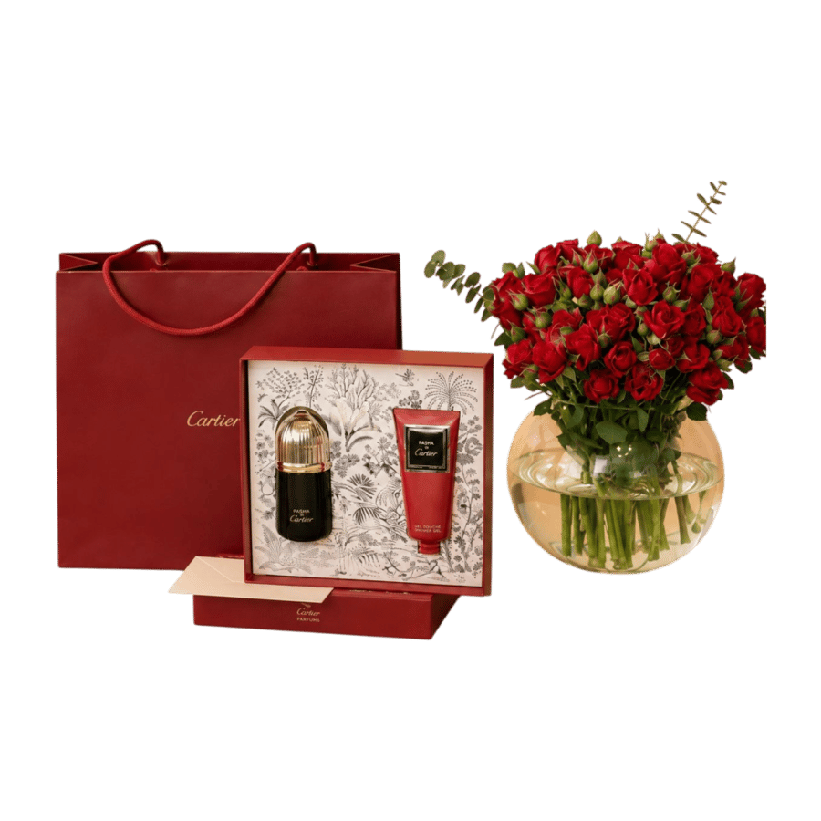 عطر باشا كارتييه مع فازة ورد