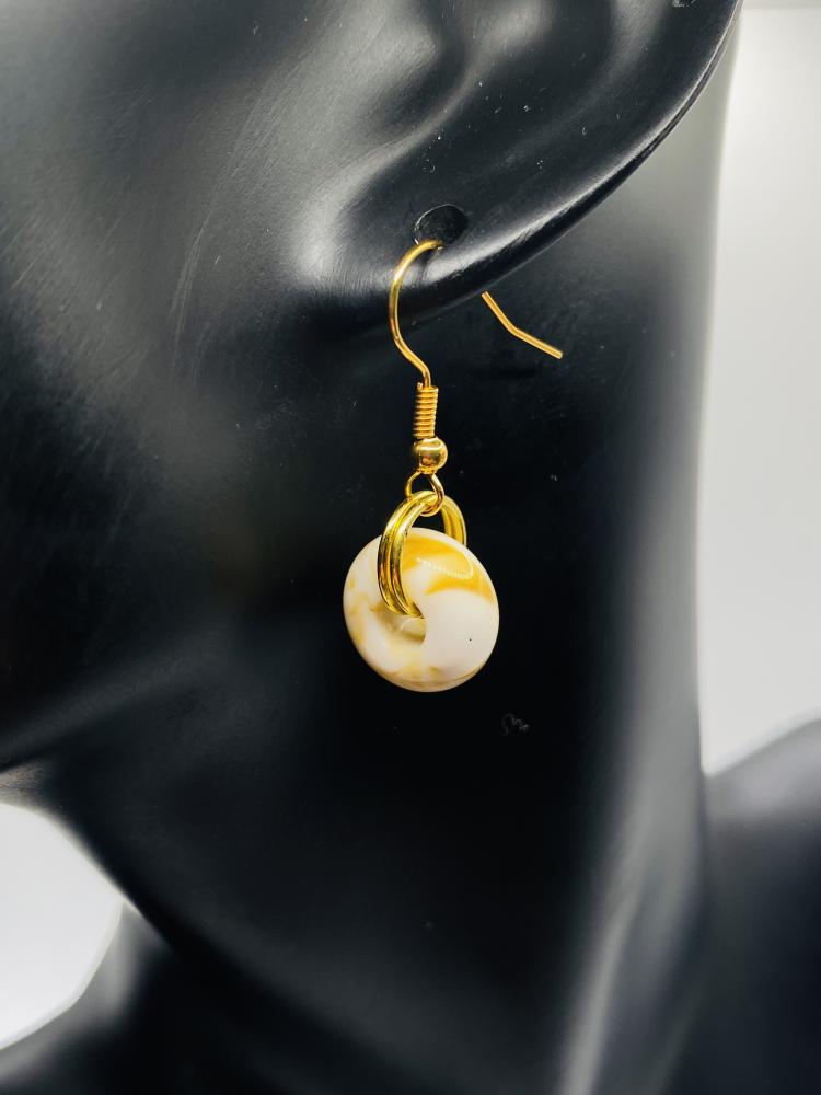 Marble Like Resin Beads in Golden Earring Hook