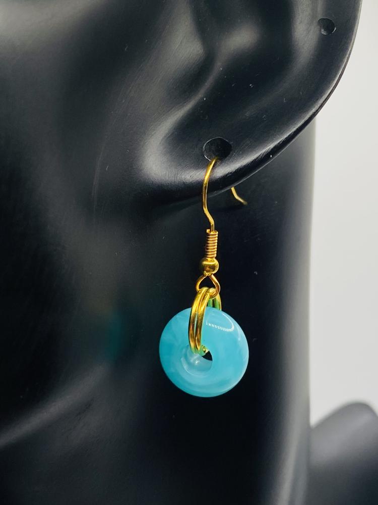 Turquoise Resin Beads in Golden Earring Hook