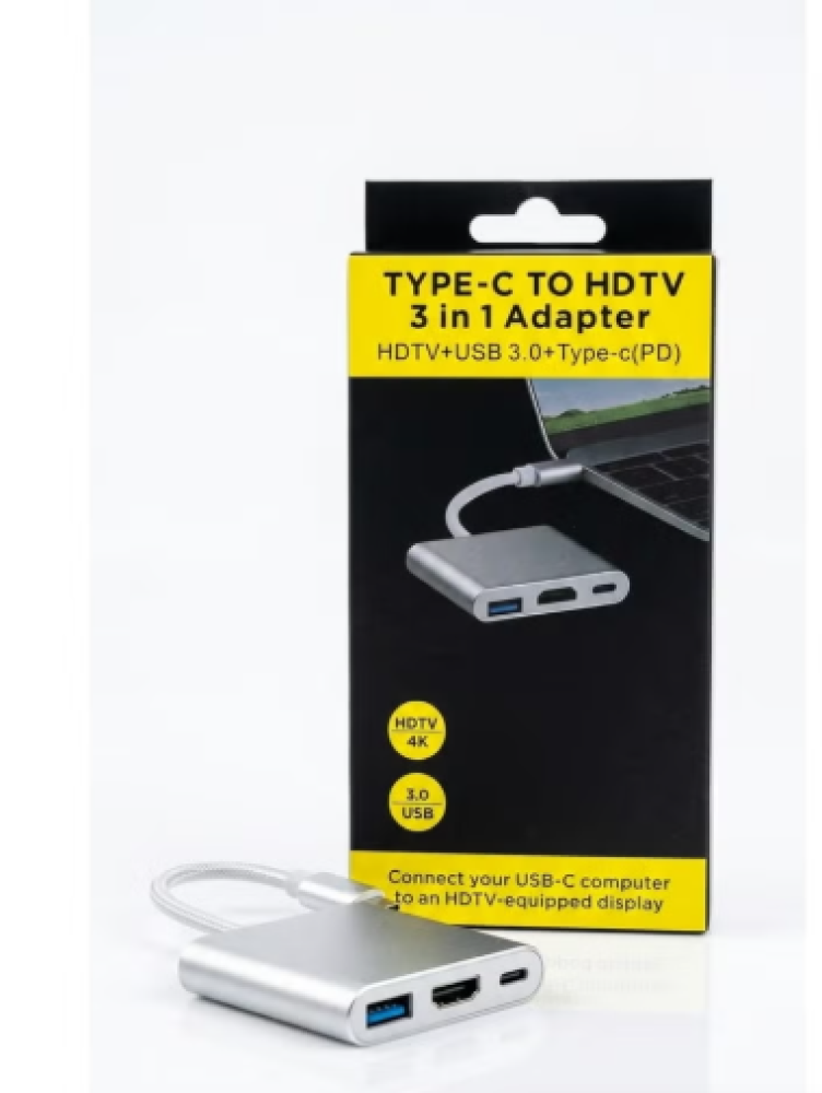 USB-C to HDMI 3-in-1 Adapter 4K Output USB 3.0 Type-C PD Charging