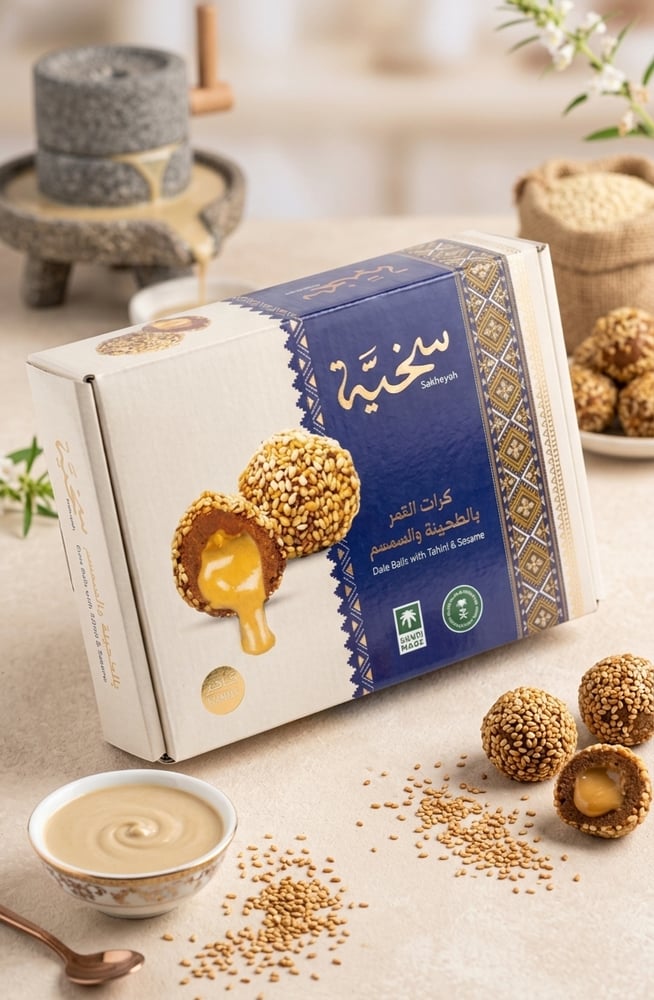 كرات التمر بالطحنية والسمسم