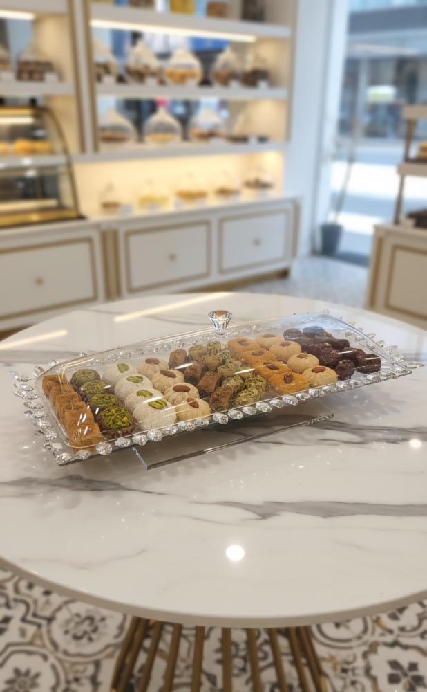 صحن تقديم بغطاء اكريلك XXL