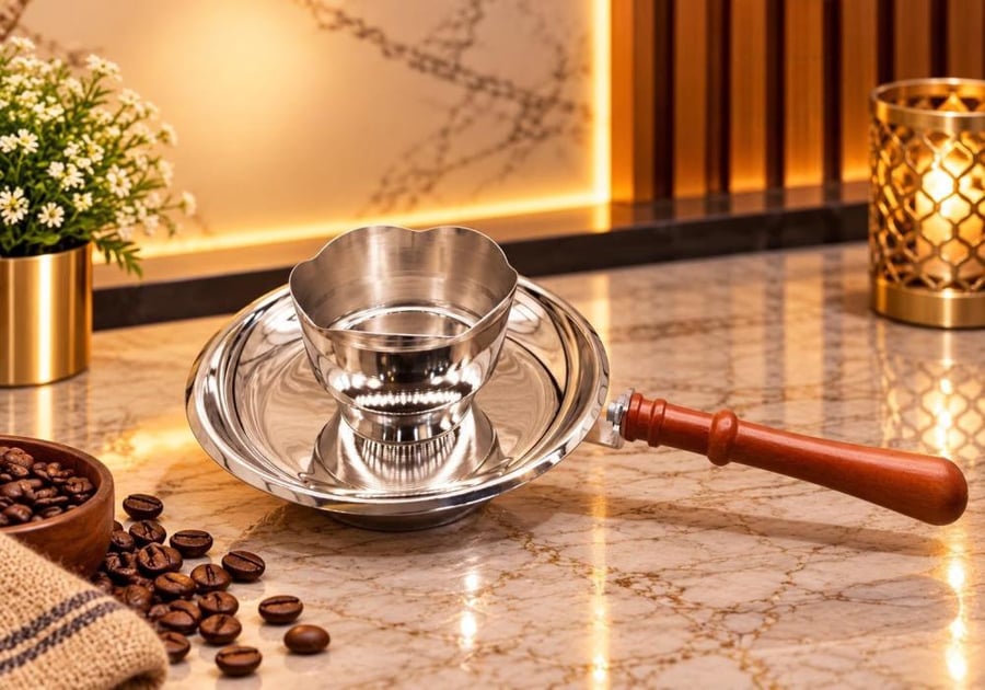 مبخرة استيل مسكة خشبي