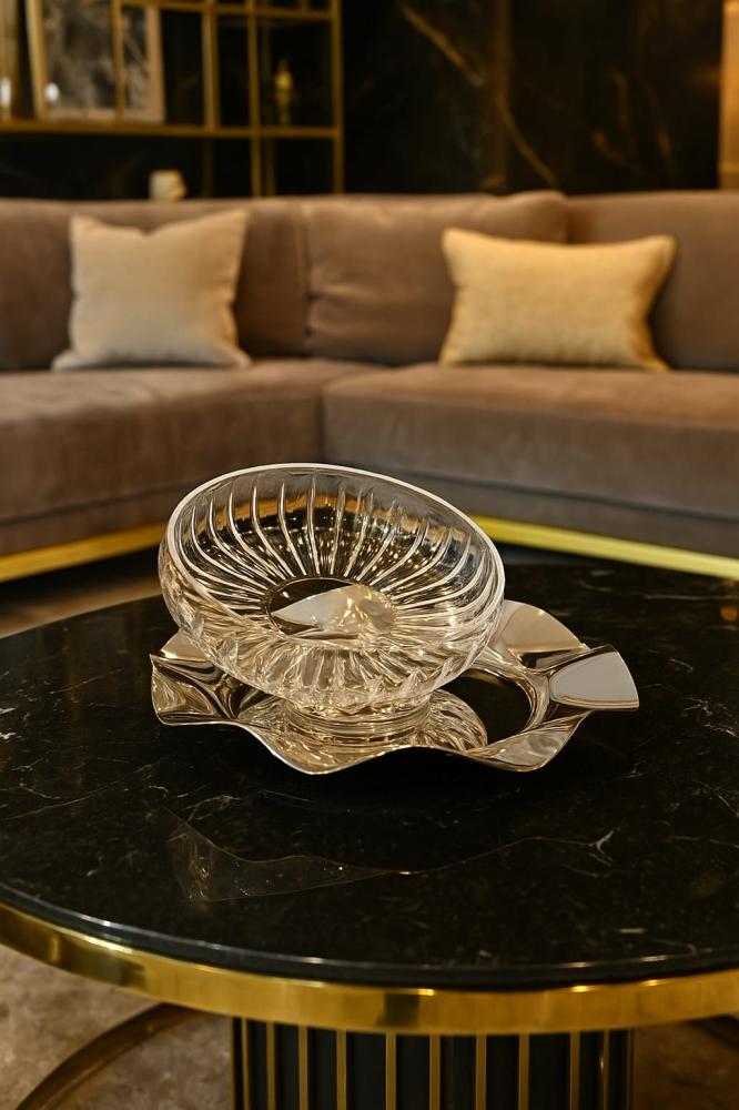 صحون إستيل 35cm مع صينيه زجاج 30cm