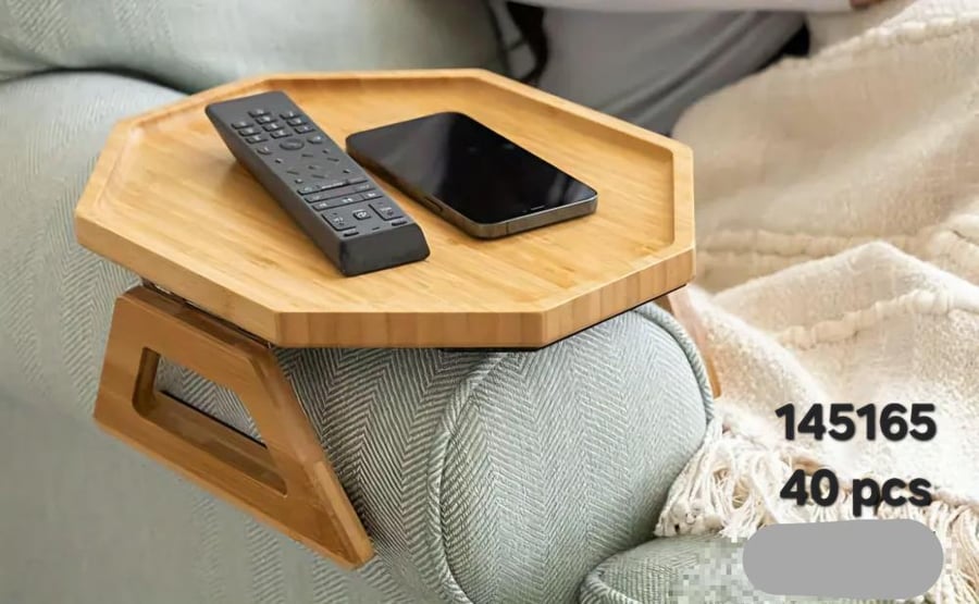 A wooden square table for the sofa