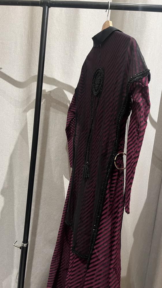 فستان عنابي بقطعه205-0