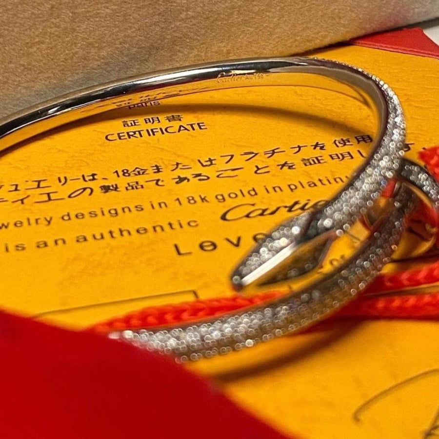 اسوارة كارتير مسمار فل زركون مقاس  وسط 17 سم