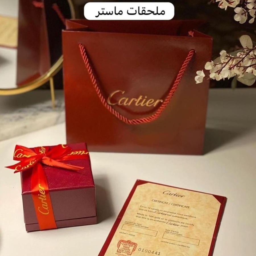 خاتم كارتير ذهبي  نحيف بفص