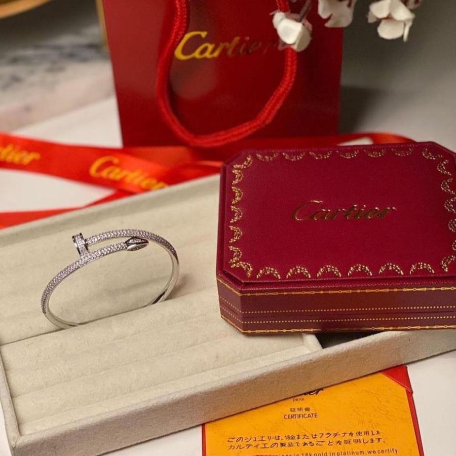اسوارة كارتير مسمار فل زركون مقاس  وسط 17 سم