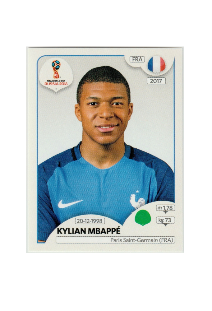 Kylian Mbappe Rookie Sticker Card