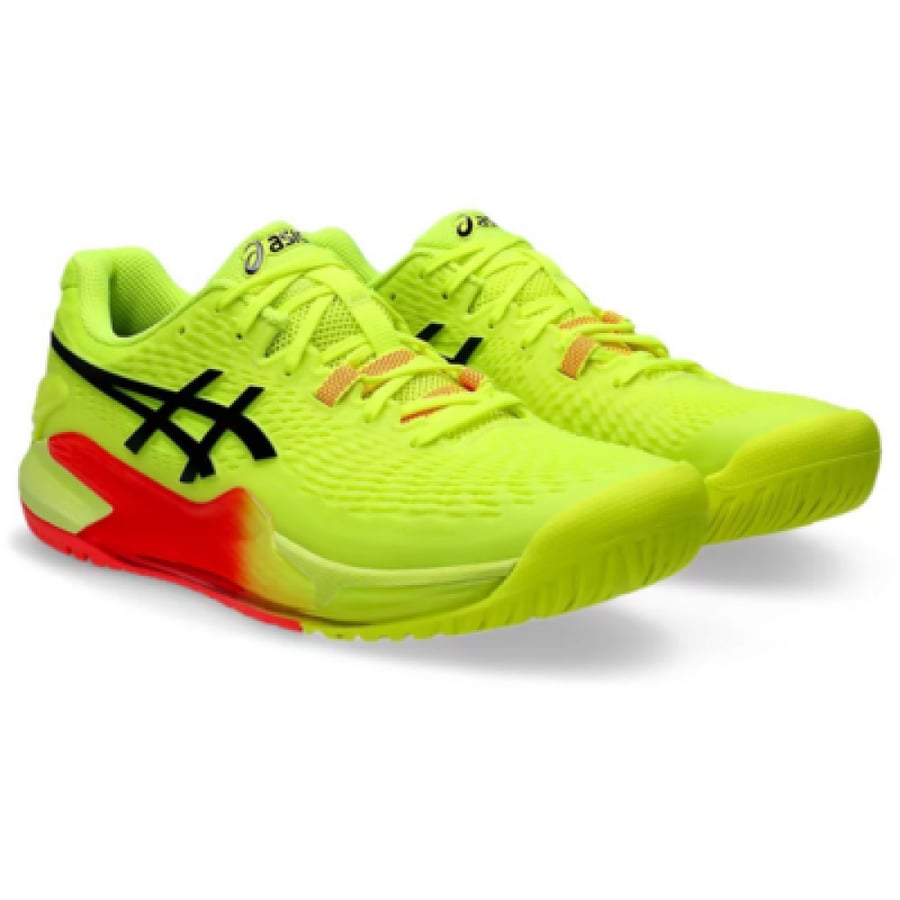 Asics Gel Resolution 9 Paris men s tennis shoe Safety yellow black coral