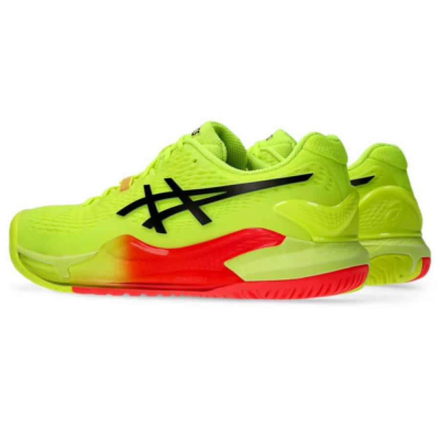 Asics Gel Resolution 9 Paris men s tennis shoe Safety yellow black coral