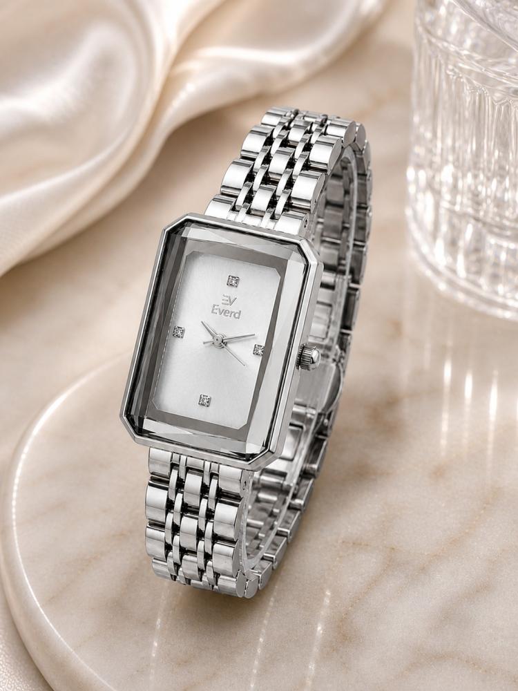 ساعة إيفرد نسائية مستطيلة بفصوص كريستال - Everd Crystal Rectangle Watch