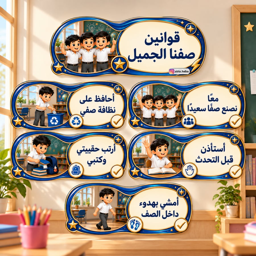 بطاقات القوانين الصفية | تنسيق البيئة الصفية