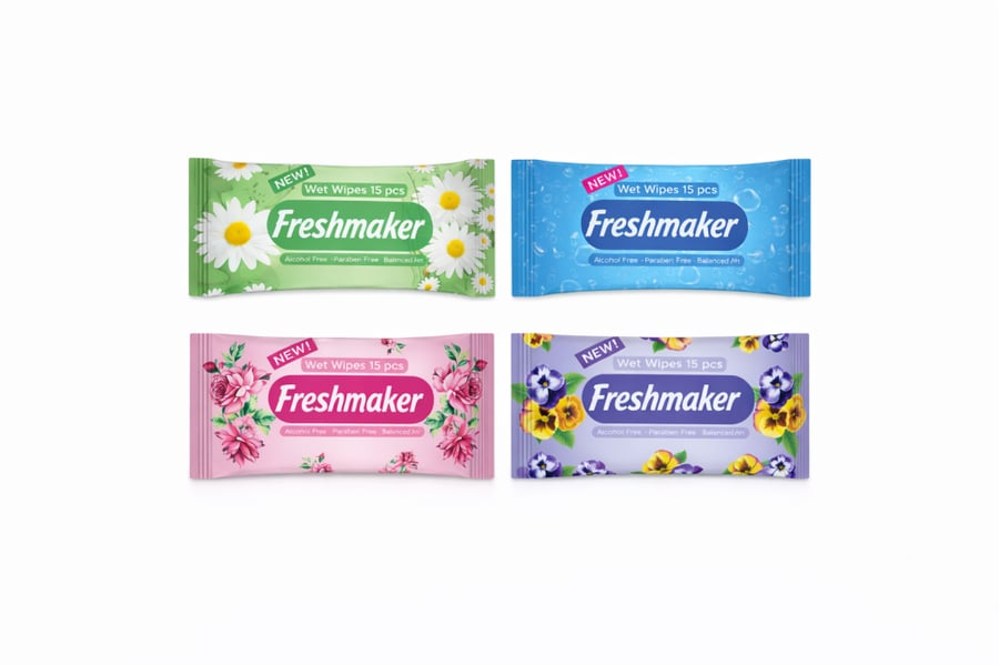 Fresh Maker Floral Wet Wipes, 15 Wipes