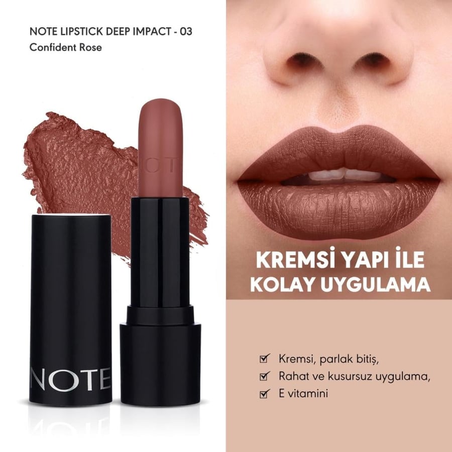 Note Lipstick Deep Impact (03 Confident Rose)