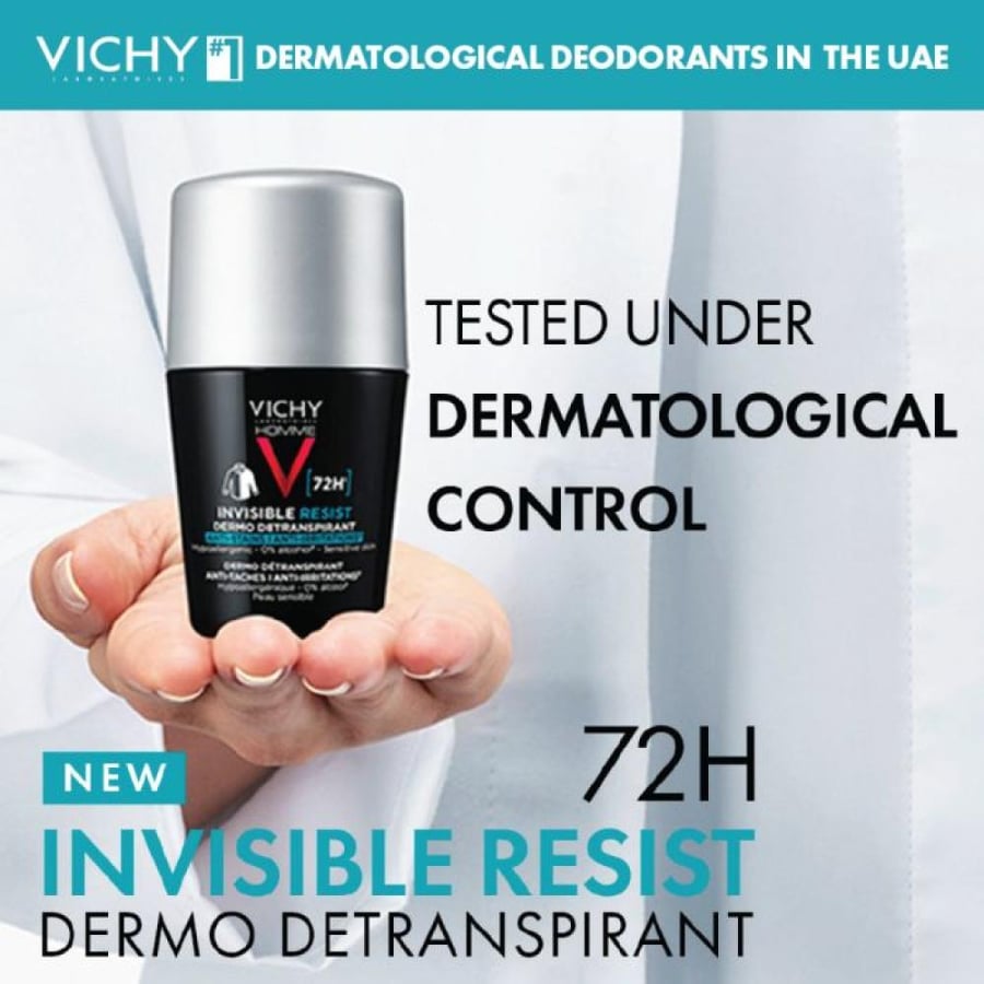 فيشي مزيل عرق رول غير مرئى للبشره الحساسه للرجال يدوم 72ساعه 50مل