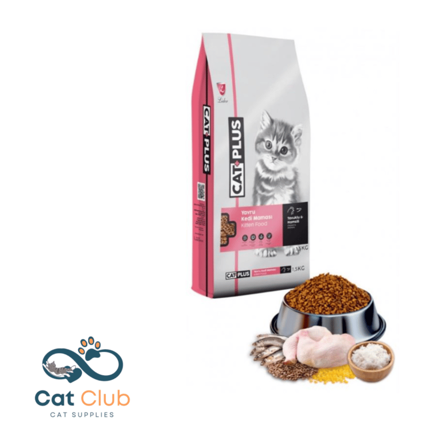 CAT PLUS طعام للقطط الصغيرة – بطعم الدجاج والسمك 1.5 كيلو