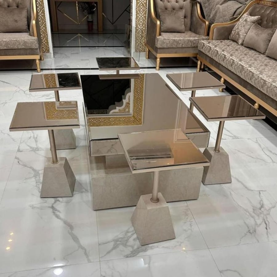 طقم طاولات مجلس بديل الرخام بتصميم عصري