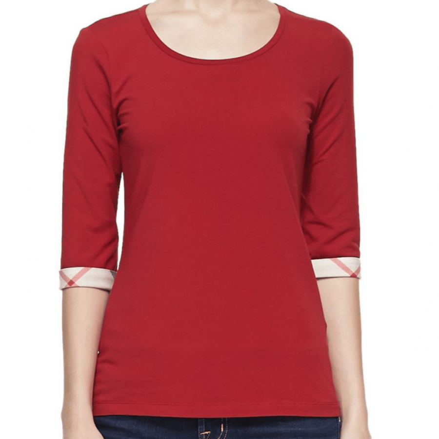 Burberry red long sleeve blouse