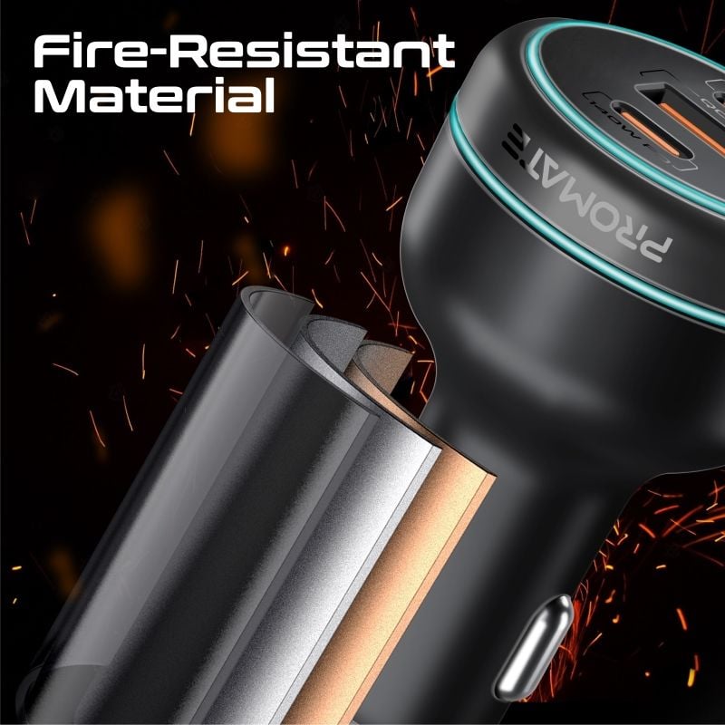 Promate 230W Car Charger with PD and USB-A Ports - PowerDrive-230W