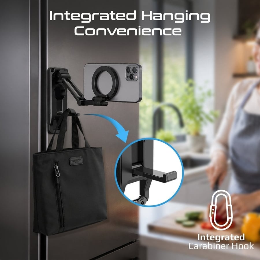 بروميت حامل جوال مغناطيسي متعدد الاستخدامات بدوران 360° ومغناطيس N52 مع خطاف Carabiner مدمج - Axon-Go