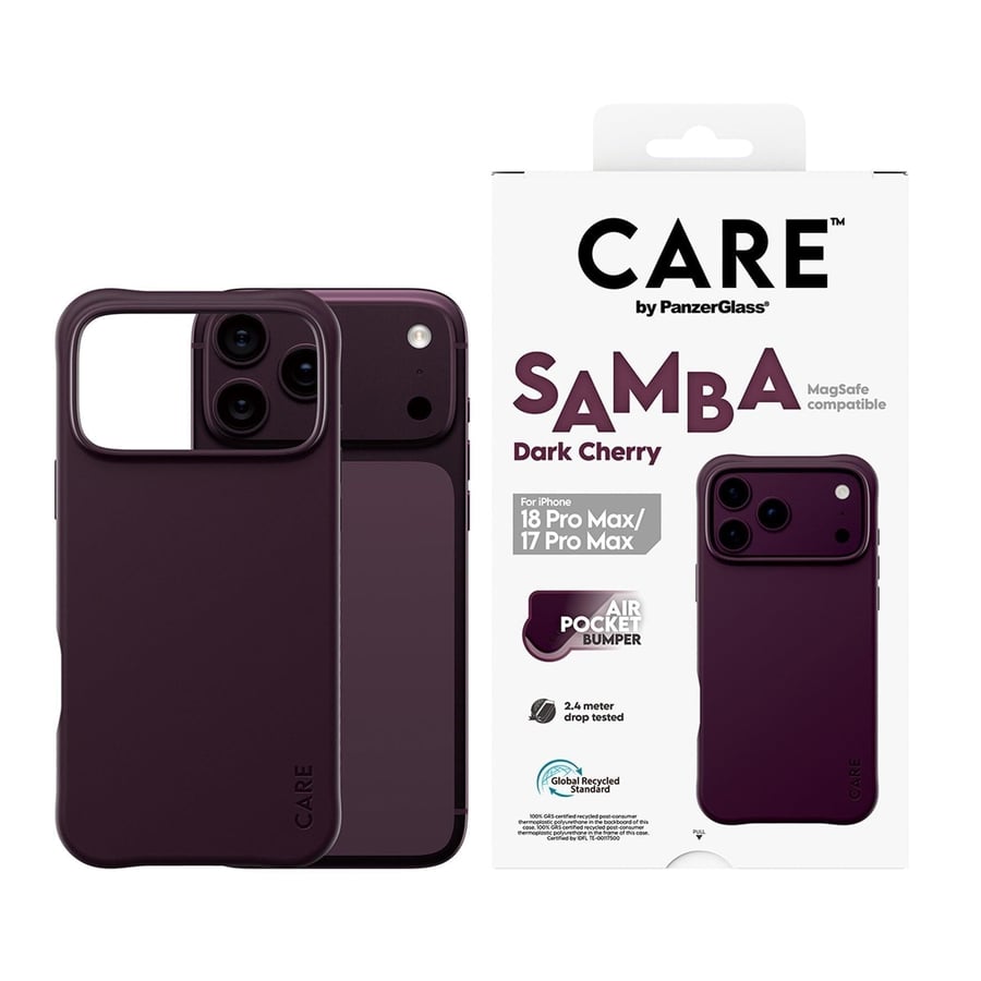 بانزر جلاس Samba كفر حماية مع دعم MagSafe لأجهزة iPhone 18 بروغاندي