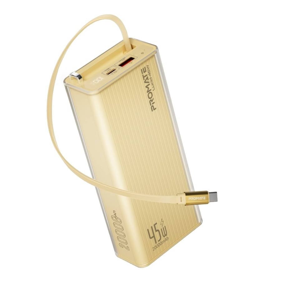 بروميت باور بانك مع كيبل تايب سي مدمج سعة 20000mAh قدرة  45W