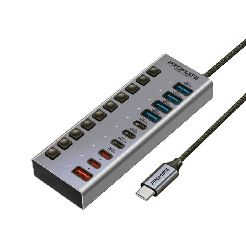 بروميت موزع بيانات USB-C فائق السرعة بـ 7 منافذ ونقل بيانات 5 جيجابت G