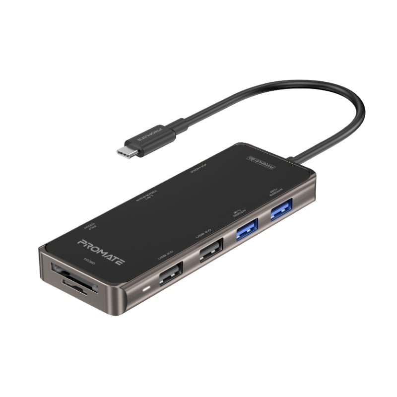 بروميت موزع USB-C متعدد المنافذ 9 في 1 مع منفذ HDMI بدقة 4K وقوة توصيل