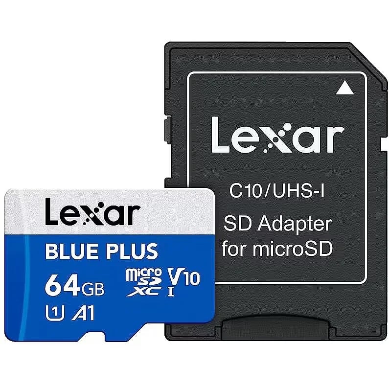 ليكسار BLUE PLUS بطاقة ذاكرة 64 جيجا مع محول اس دي ل مايكرو اس دي -LEX